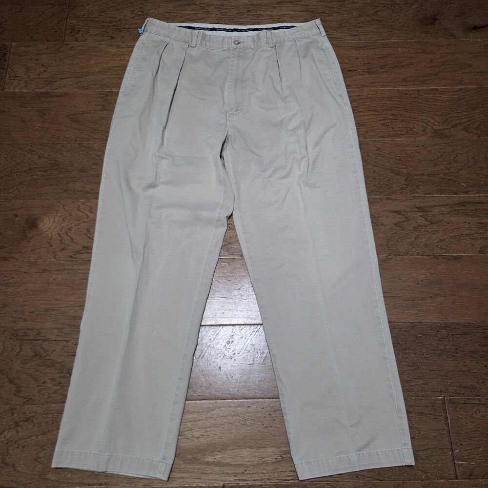 Vtg Polo Ralph Lauren Andrew Pant (38) 40x32 Khaki Pleated Chino Preppy Classic